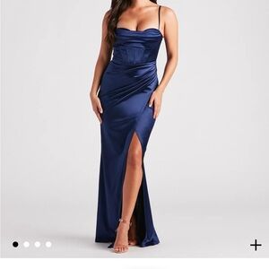 Windsor Blue Ruched Sweetheart Gown